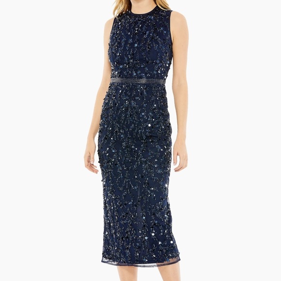 Mac Duggal | Sequin High-Neck Midi-Dress - Picture 1 of 7